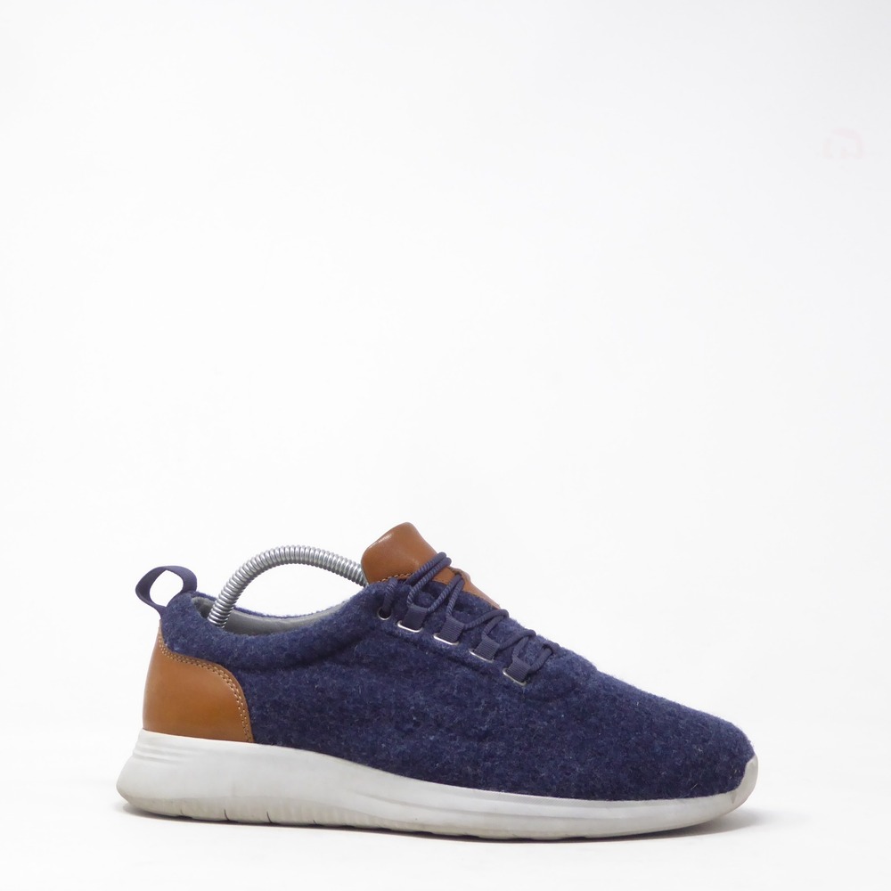 Johnston & Murphy Mens Amherst U-Throat Wool Sneakers Blue Leather Trim 8.5M